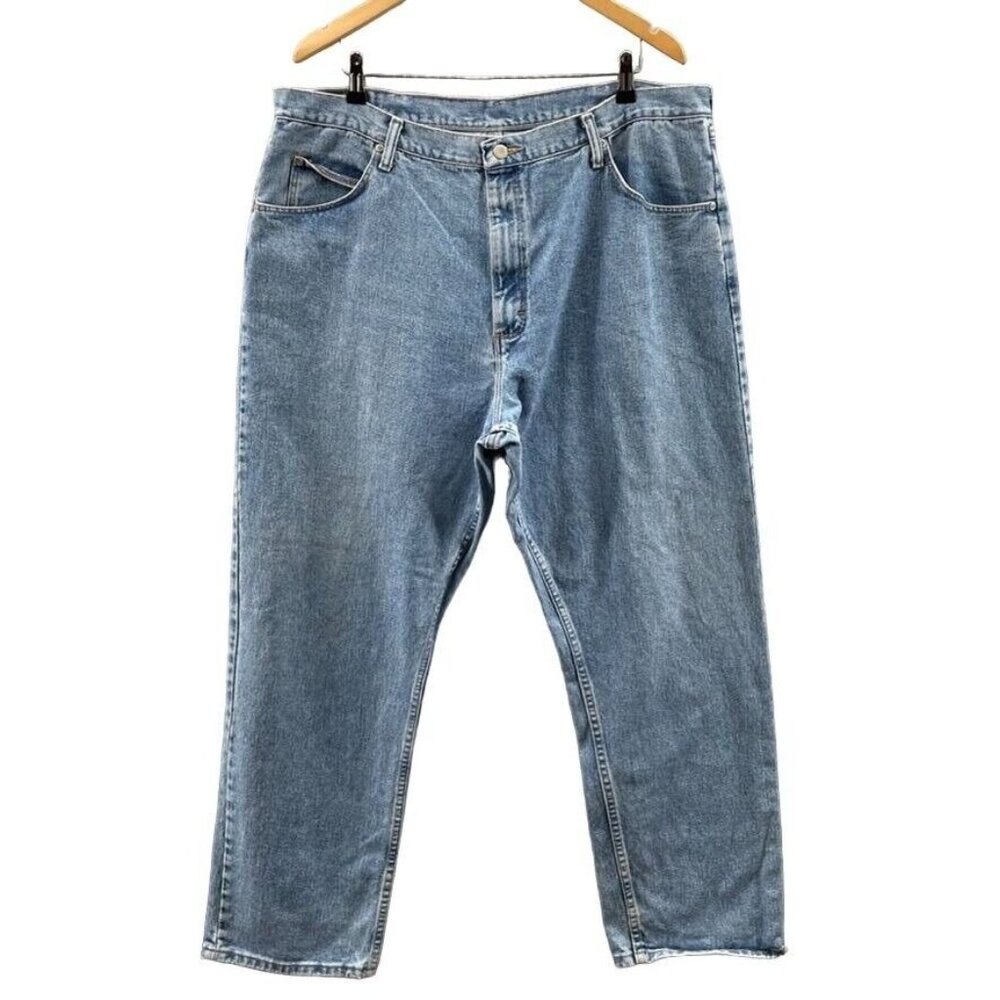 WRANGLER Jeans Mens 42x32 Blue Cotton Straight Leg‎